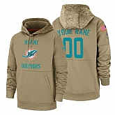 Miami Dolphin Customized Nike Tan Salute To Service Name & Number Sideline Therma Pullover Hoodie,baseball caps,new era cap wholesale,wholesale hats